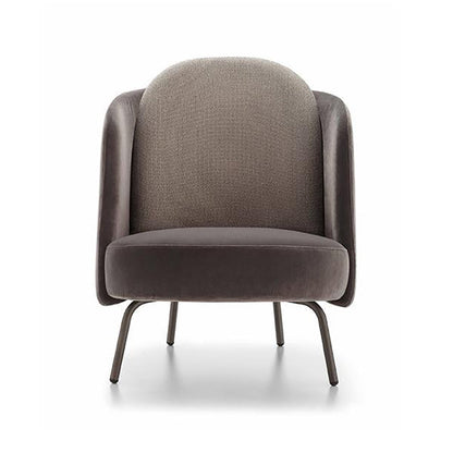 Modern Style Recessed Arms Chair with Black Metal Basic Four Leg Brown 1 Piece Clearhalo 'Accent Chairs' 'accent_chairs' 'Chairs & Seating' 'furn' 'furn_accent_chairs' 'Furniture' 'Living Room Furniture' 6174513