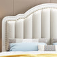 Scandinavian Wood Arched Standard Bed, White Panel Headboard Bed