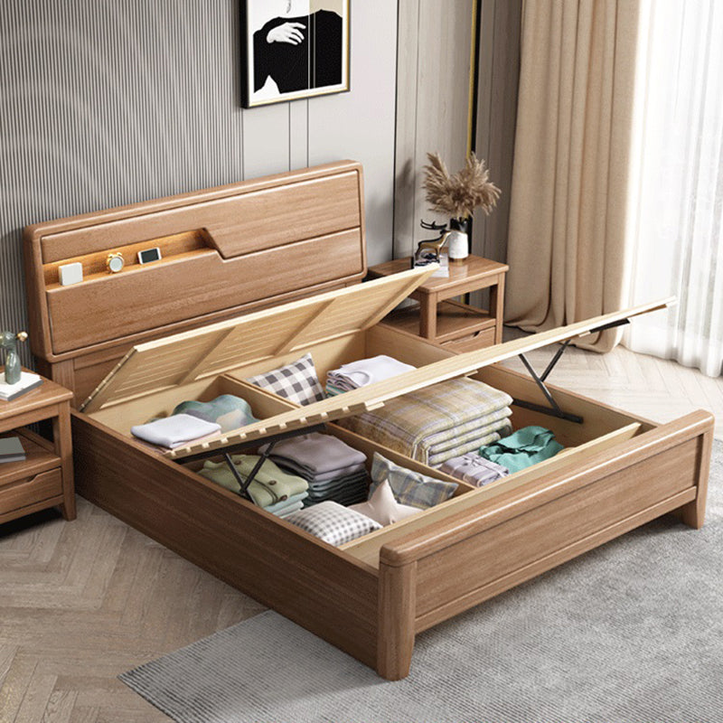 Scandinavian Trundle Bed Walnut Bed Frame With Custom Gold Legs
