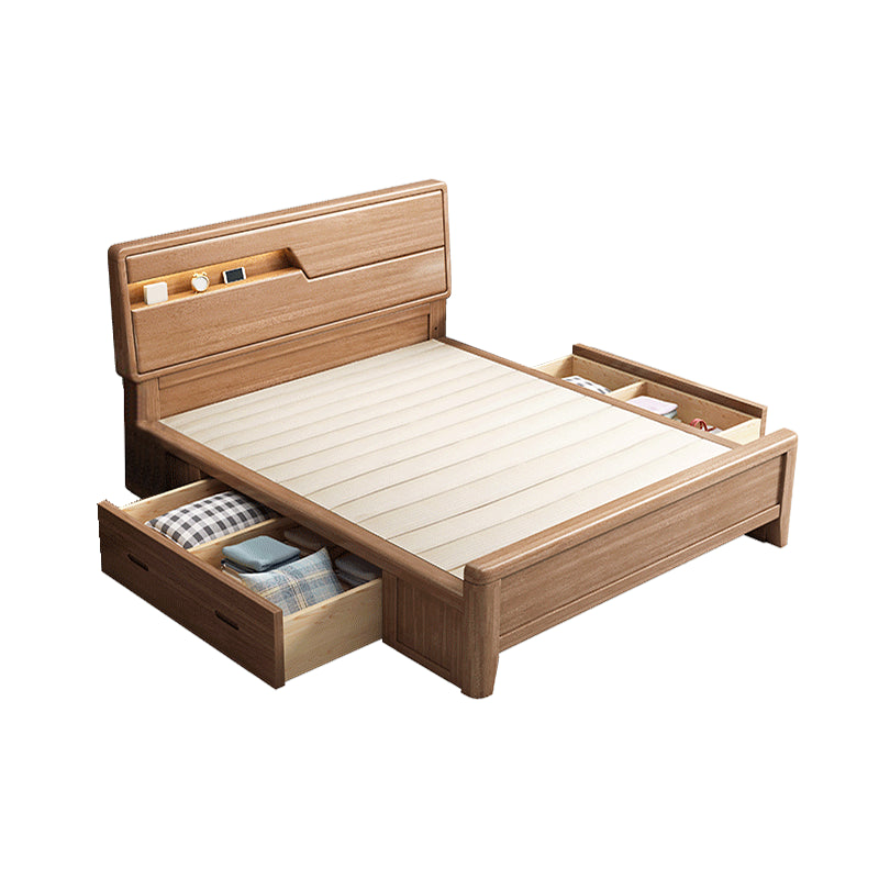 Scandinavian Trundle Bed Walnut Bed Frame With Custom Gold Legs