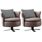Swivel Chair in Brone Leather Chair with 4-Star Base and One Pillow 2 Piece Set Clearhalo 'Accent Chairs' 'accent_chairs' 'Chairs & Seating' 'furn' 'furn_accent_chairs' 'Furniture' 'Living Room Furniture' 6174610