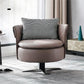 Swivel Chair in Brone Leather Chair with 4-Star Base and One Pillow Clearhalo 'Accent Chairs' 'accent_chairs' 'Chairs & Seating' 'furn' 'furn_accent_chairs' 'Furniture' 'Living Room Furniture' 6174613