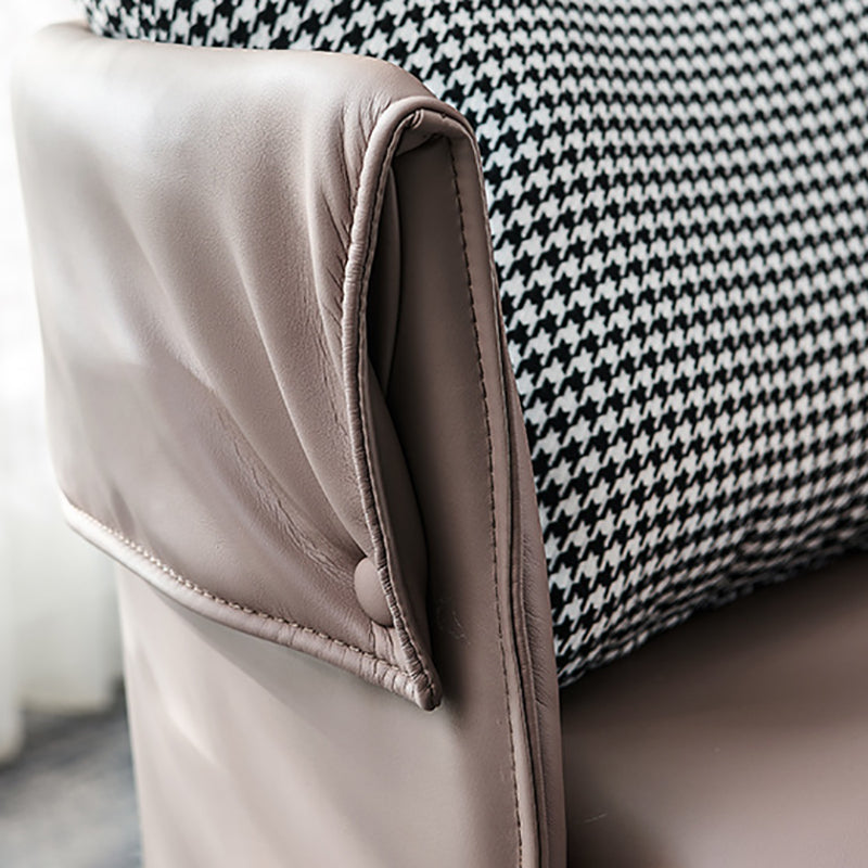 Swivel Chair in Brone Leather Chair with 4-Star Base and One Pillow Clearhalo 'Accent Chairs' 'accent_chairs' 'Chairs & Seating' 'furn' 'furn_accent_chairs' 'Furniture' 'Living Room Furniture' 6174616