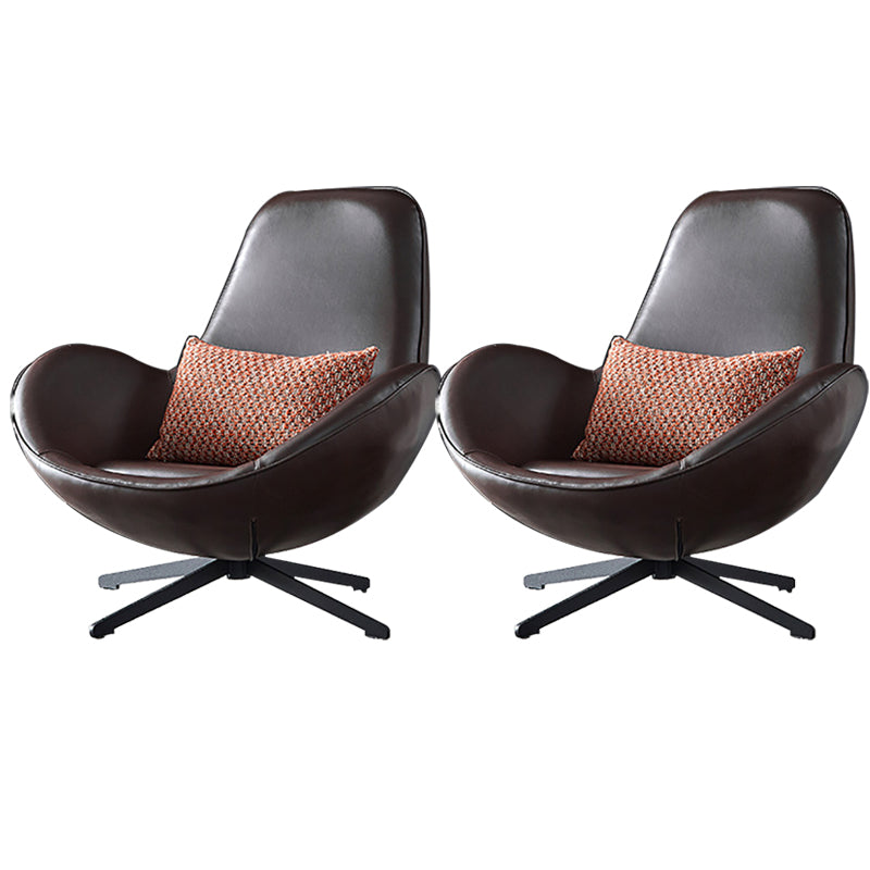 33.46" Wide Tight Back Chair Leather Black 4-Star Base Arm Chair Brown 2 Piece Set Clearhalo 'Accent Chairs' 'accent_chairs' 'Chairs & Seating' 'furn' 'furn_accent_chairs' 'Furniture' 'Living Room Furniture' 6174621