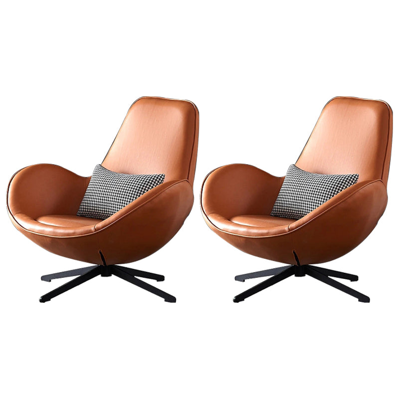 33.46" Wide Tight Back Chair Leather Black 4-Star Base Arm Chair Orange 2 Piece Set Clearhalo 'Accent Chairs' 'accent_chairs' 'Chairs & Seating' 'furn' 'furn_accent_chairs' 'Furniture' 'Living Room Furniture' 6174623