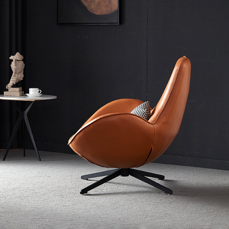 33.46" Wide Tight Back Chair Leather Black 4-Star Base Arm Chair Clearhalo 'Accent Chairs' 'accent_chairs' 'Chairs & Seating' 'furn' 'furn_accent_chairs' 'Furniture' 'Living Room Furniture' 6174625