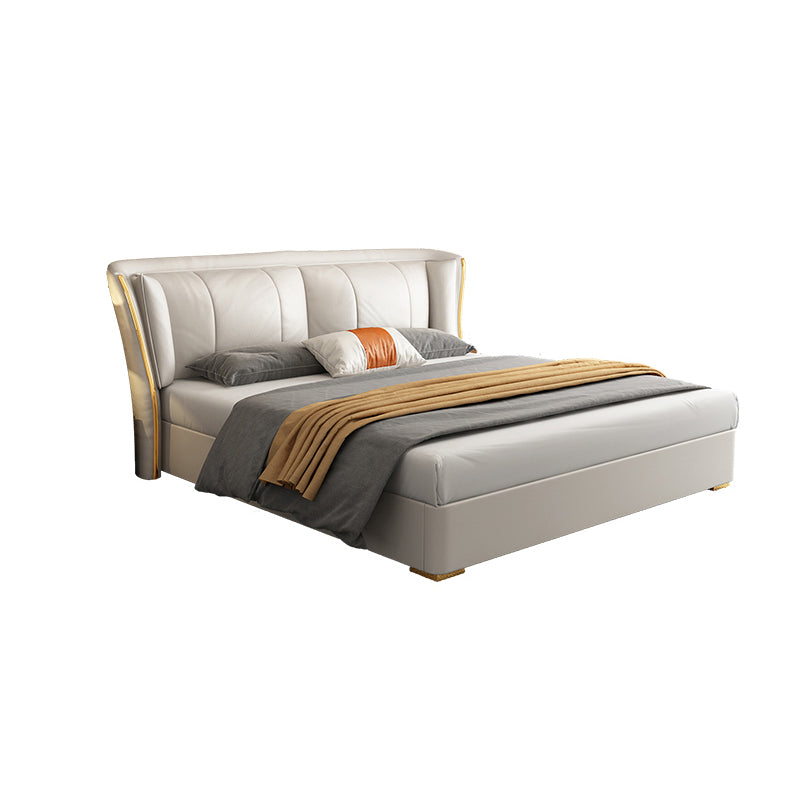 Modern & Contemporary Standard Bed Pine Wood Bed Frame with Metal Legs