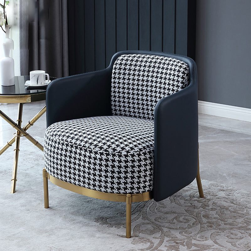 Linen Living Room Chair with Gold Basic Four Leg Accent Armchair Clearhalo 'Accent Chairs' 'accent_chairs' 'Chairs & Seating' 'furn' 'furn_accent_chairs' 'Furniture' 'Living Room Furniture' 6174673