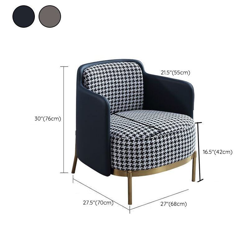 Linen Living Room Chair with Gold Basic Four Leg Accent Armchair Clearhalo 'Accent Chairs' 'accent_chairs' 'Chairs & Seating' 'furn' 'furn_accent_chairs' 'Furniture' 'Living Room Furniture' 6174684