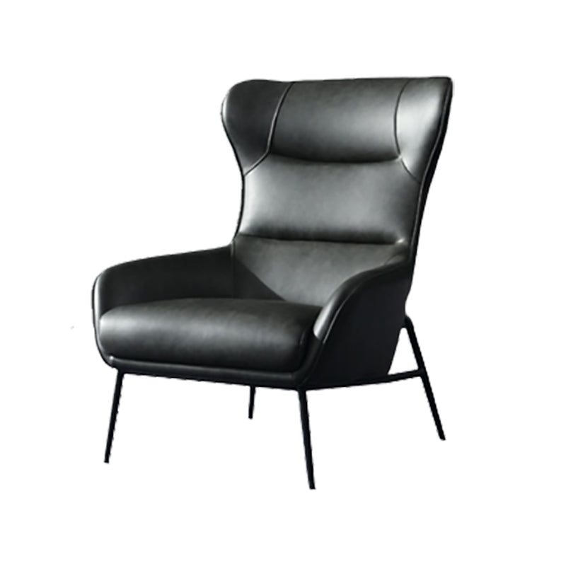 Mid-Century Modern Chair Faux Leather Flared Arms Wingback Chair Grey 1 Piece Clearhalo 'Accent Chairs' 'accent_chairs' 'Chairs & Seating' 'furn' 'furn_accent_chairs' 'Furniture' 'Living Room Furniture' 6174686