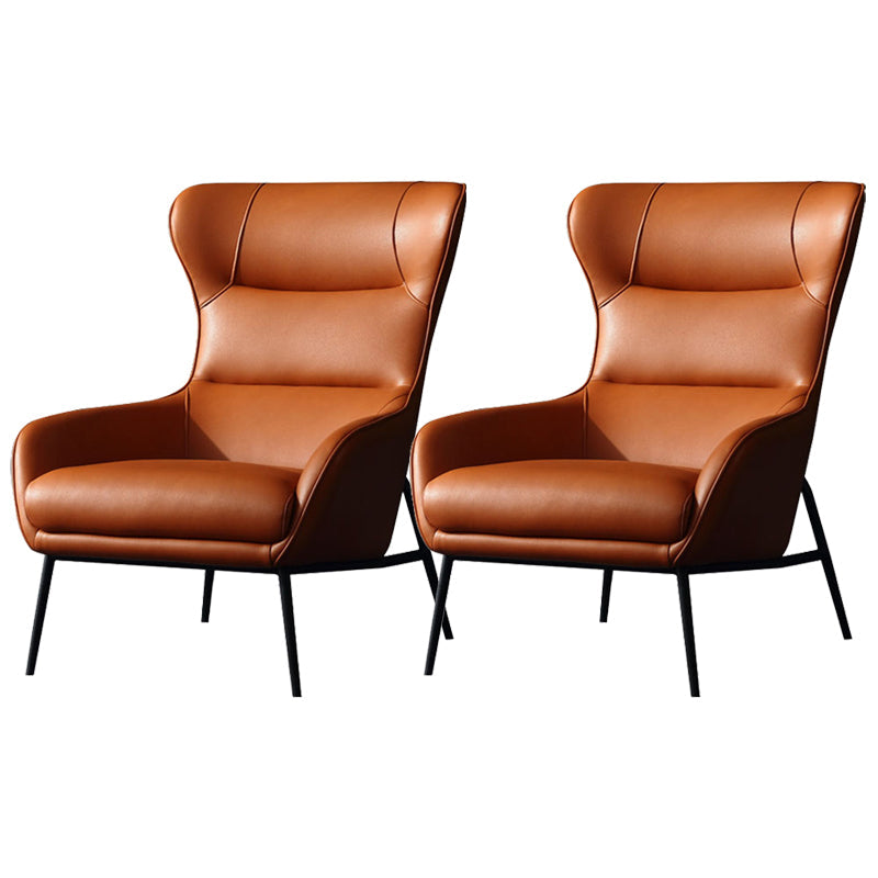 Mid-Century Modern Chair Faux Leather Flared Arms Wingback Chair Orange 2 Piece Set Clearhalo 'Accent Chairs' 'accent_chairs' 'Chairs & Seating' 'furn' 'furn_accent_chairs' 'Furniture' 'Living Room Furniture' 6174689