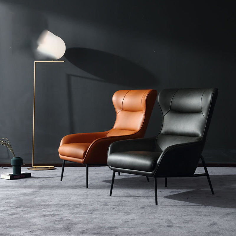 Mid-Century Modern Chair Faux Leather Flared Arms Wingback Chair Clearhalo 'Accent Chairs' 'accent_chairs' 'Chairs & Seating' 'furn' 'furn_accent_chairs' 'Furniture' 'Living Room Furniture' 6174691