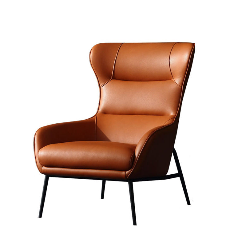 Mid-Century Modern Chair Faux Leather Flared Arms Wingback Chair Orange 1 Piece Clearhalo 'Accent Chairs' 'accent_chairs' 'Chairs & Seating' 'furn' 'furn_accent_chairs' 'Furniture' 'Living Room Furniture' 6174692