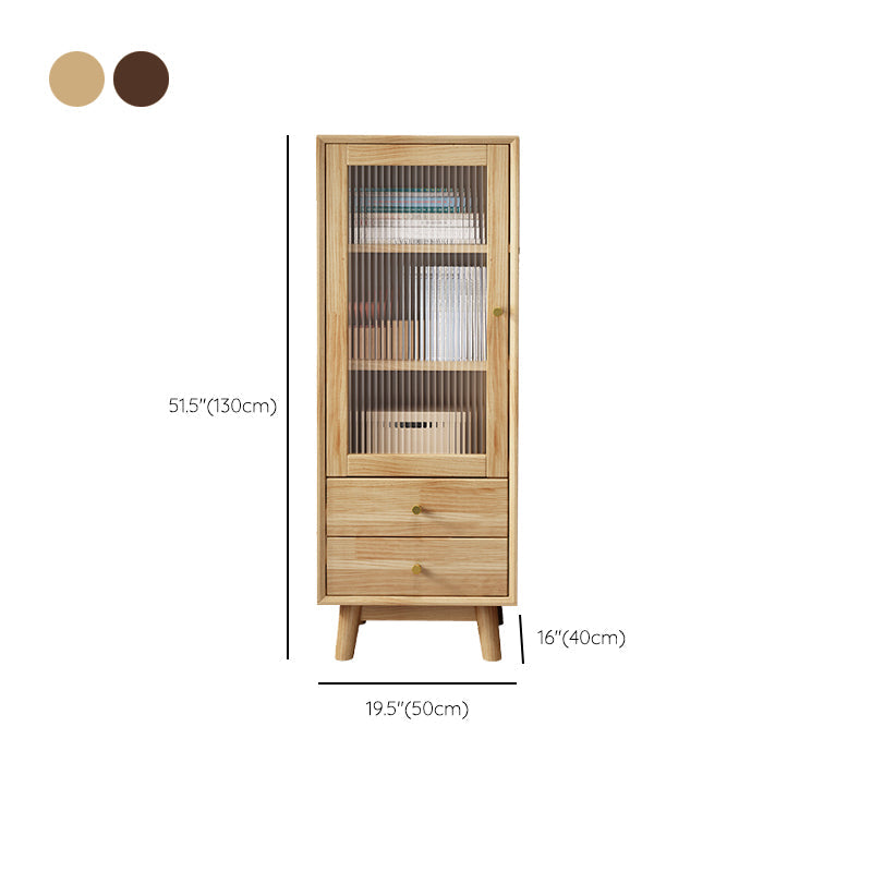 Modern rubberwood accentkast uit het midden van de eeuw met glazen deur