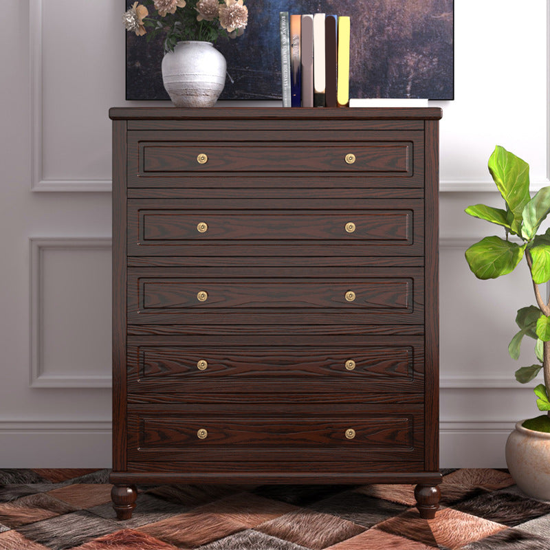 Contemporary Solid Wood Accent Chest with 5 Drawers and Wooden Legs Brown Clearhalo 'Cabinets & Chests' 'cabinets_chests' 'furn' 'furn_cabinets_chests' 'Furniture' 'Living Room Furniture' 6174729