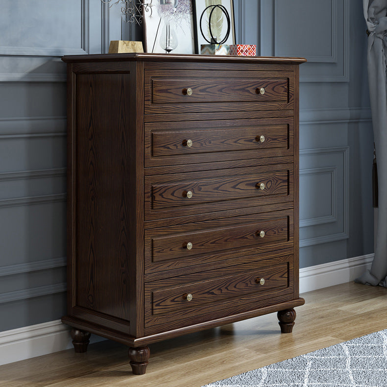 Contemporary Solid Wood Accent Chest with 5 Drawers and Wooden Legs Clearhalo 'Cabinets & Chests' 'cabinets_chests' 'furn' 'furn_cabinets_chests' 'Furniture' 'Living Room Furniture' 6174739