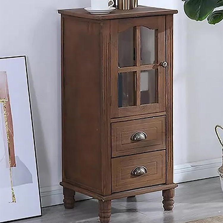 Armoire d'accent moderne du milieu du siècle avec porte en verre et pattes en bois massif