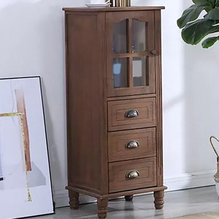 Armoire d'accent moderne du milieu du siècle avec porte en verre et pattes en bois massif
