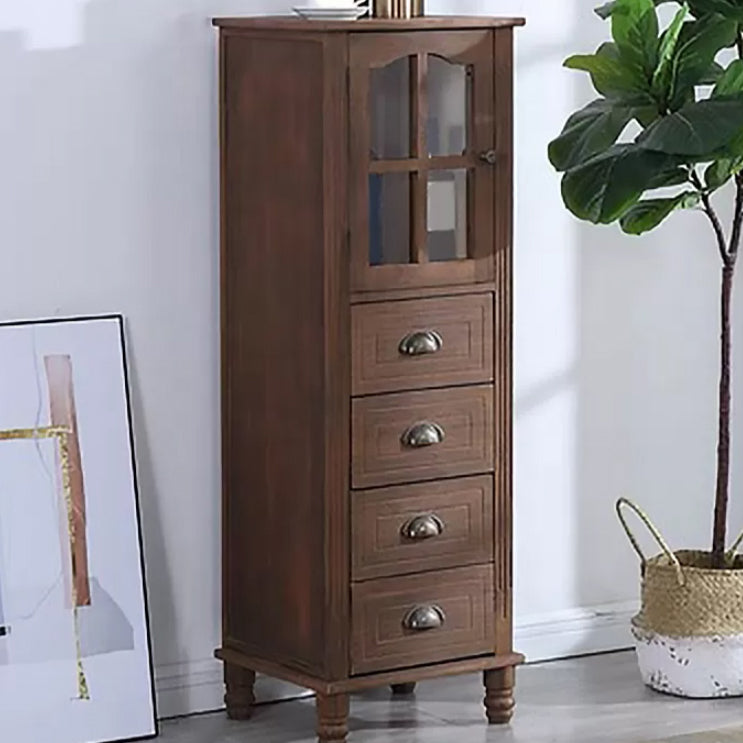 Armoire d'accent moderne du milieu du siècle avec porte en verre et pattes en bois massif