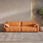 Contemporary Pillow Top Arm Settee Orange Faux Leather Sofa for Living Room Clearhalo 'furn' 'furn_sofas' 'Furniture' 'Living Room Furniture' 'Sofa' 'sofas' 6174778