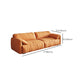 Contemporary Pillow Top Arm Settee Orange Faux Leather Sofa for Living Room Clearhalo 'furn' 'furn_sofas' 'Furniture' 'Living Room Furniture' 'Sofa' 'sofas' 6174791