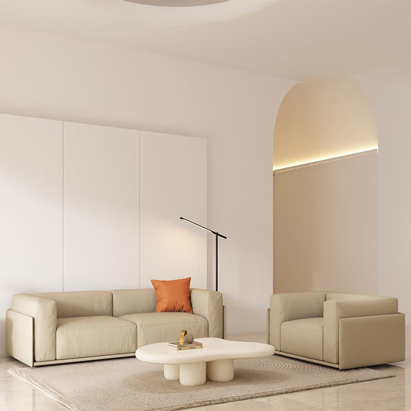 Faux Leather Tuxedo Arm Standard Sofa Contemporary Cushions Settee Clearhalo 'furn' 'furn_sofas' 'Furniture' 'Living Room Furniture' 'Sofa' 'sofas' 6174795