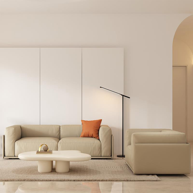 Faux Leather Tuxedo Arm Standard Sofa Contemporary Cushions Settee Clearhalo 'furn' 'furn_sofas' 'Furniture' 'Living Room Furniture' 'Sofa' 'sofas' 6174803
