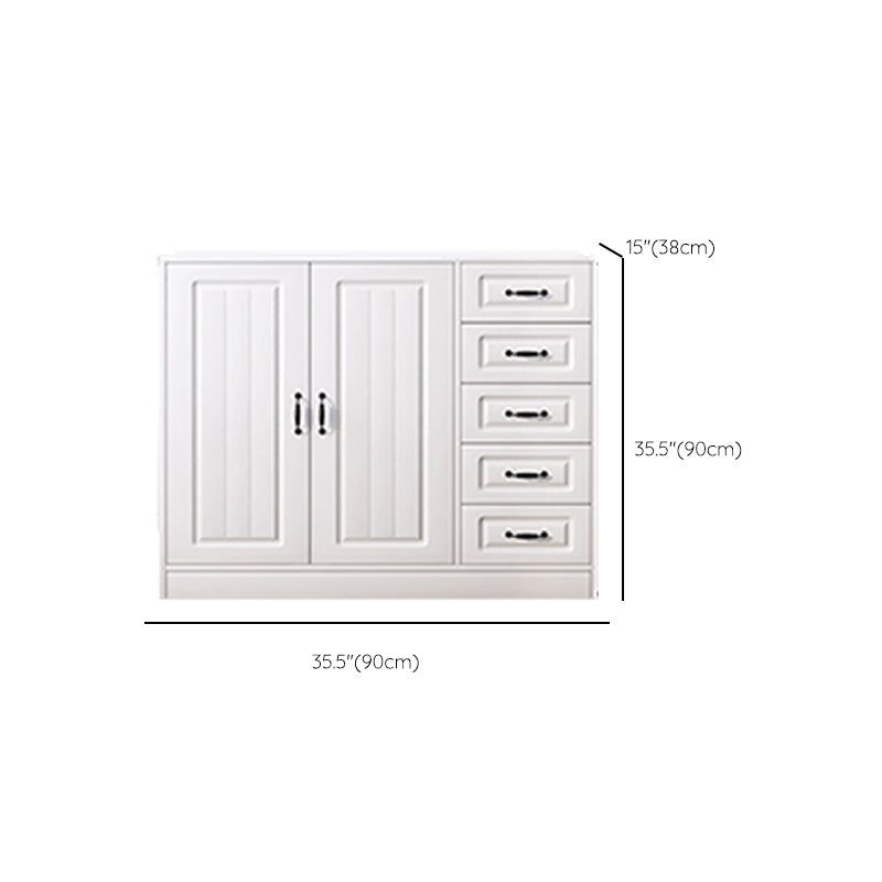 Mobile moderno accento bianco con scaffali e cassetti in legno