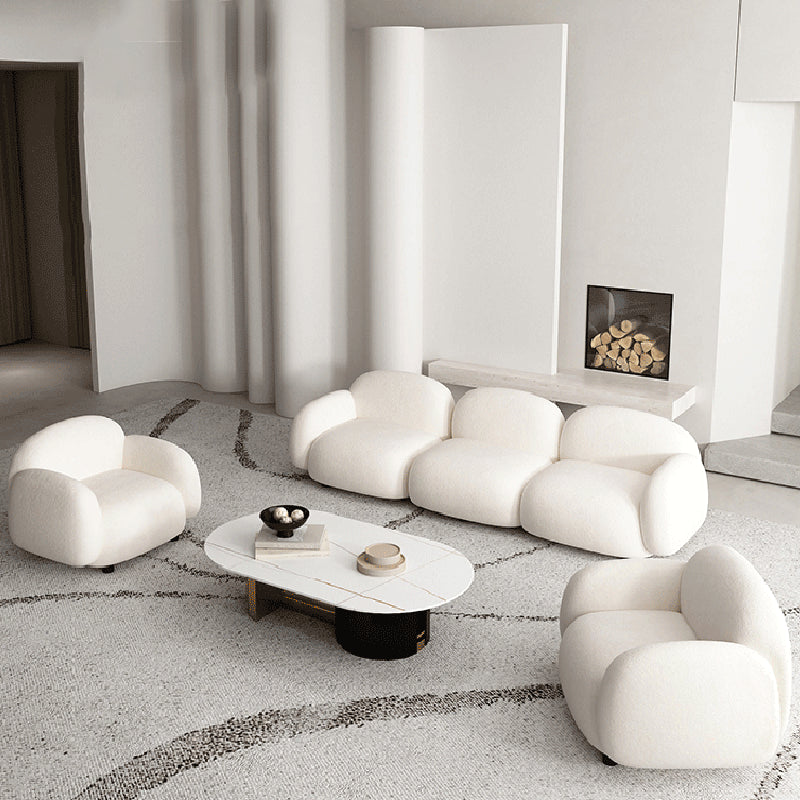 Contemporary Fabric Standard Settee Tight Back Rolled Arm Sofa