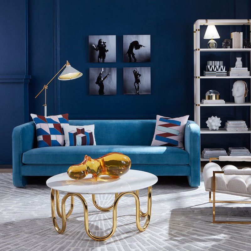 現代のベルベットタキシードアームソファリビングルーム用のルーズバックセッピー