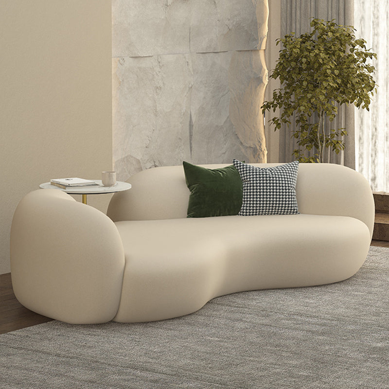Contemporary Tuxedo Arm Sofa Fabric Loose Back Settee in White 67"L x 37.5"W x 27.5"H Clearhalo 'furn' 'furn_sofas' 'Furniture' 'Living Room Furniture' 'Sofa' 'sofas' 6174963