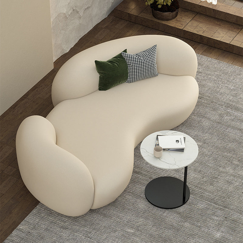 Contemporary Tuxedo Arm Sofa Fabric Loose Back Settee in White 83"L x 37"W x 27.5"H Clearhalo 'furn' 'furn_sofas' 'Furniture' 'Living Room Furniture' 'Sofa' 'sofas' 6174964