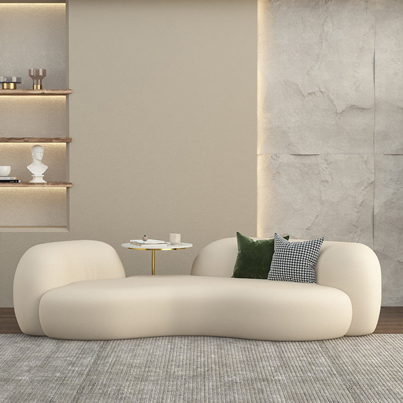 Contemporary Tuxedo Arm Sofa Fabric Loose Back Settee in White 94.5"L x 37.5"W x 27.5"H Clearhalo 'furn' 'furn_sofas' 'Furniture' 'Living Room Furniture' 'Sofa' 'sofas' 6174965