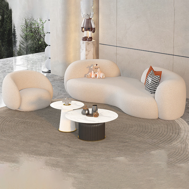 Contemporary Tuxedo Arm Sofa Fabric Loose Back Settee in White Clearhalo 'furn' 'furn_sofas' 'Furniture' 'Living Room Furniture' 'Sofa' 'sofas' 6174966