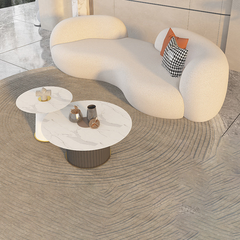 Contemporary Tuxedo Arm Sofa Fabric Loose Back Settee in White Clearhalo 'furn' 'furn_sofas' 'Furniture' 'Living Room Furniture' 'Sofa' 'sofas' 6174974