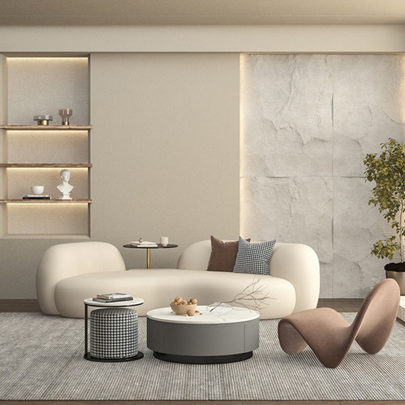 Contemporary Tuxedo Arm Sofa Fabric Loose Back Settee in White Clearhalo 'furn' 'furn_sofas' 'Furniture' 'Living Room Furniture' 'Sofa' 'sofas' 6174975