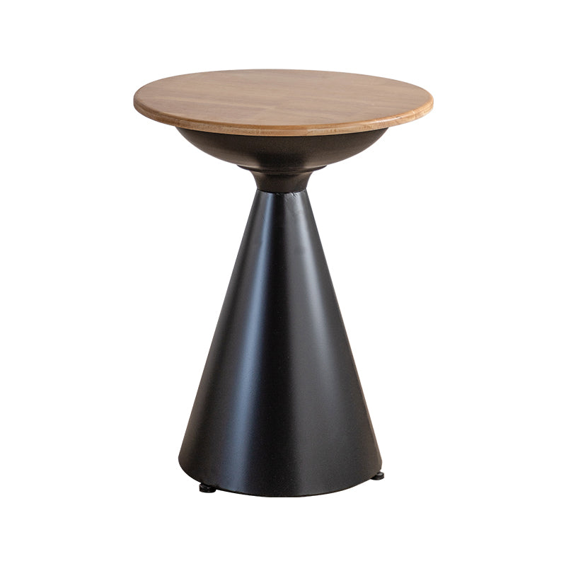 Round Solid Wood Top Coffee Table Iron Pedestal Cocktail Table Clearhalo 'Coffee & Accent Tables' 'Coffee Tables' 'coffee_tables' 'furn' 'furn_coffee_tables' 'Furniture' 'Living Room Furniture' 6175018
