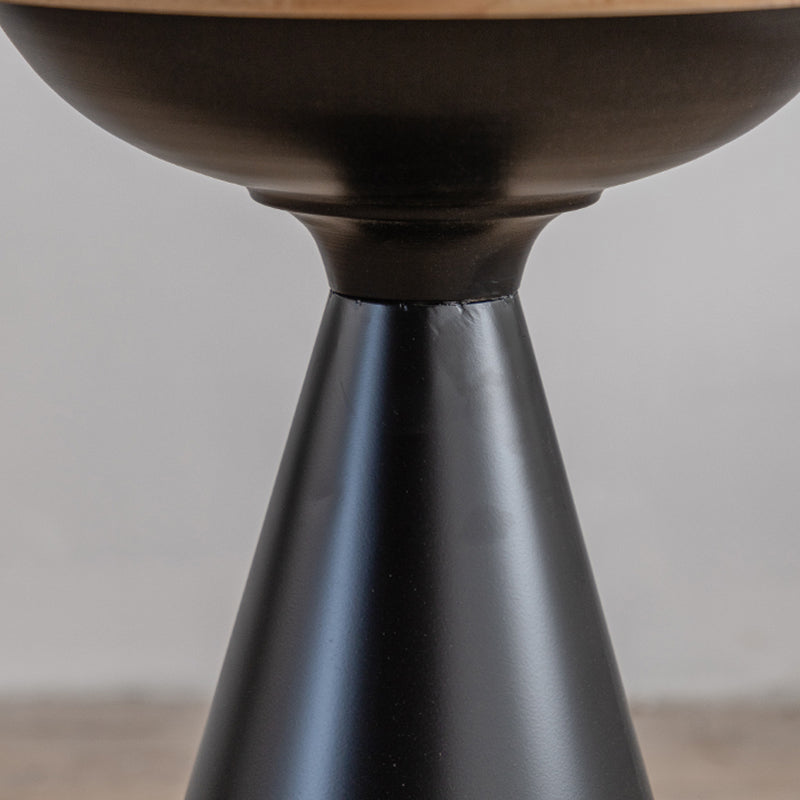 Round Solid Wood Top Coffee Table Iron Pedestal Cocktail Table Clearhalo 'Coffee & Accent Tables' 'Coffee Tables' 'coffee_tables' 'furn' 'furn_coffee_tables' 'Furniture' 'Living Room Furniture' 6175019