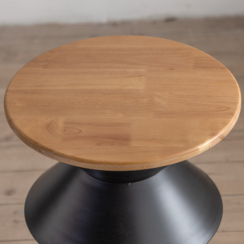 Round Solid Wood Top Coffee Table Iron Pedestal Cocktail Table Clearhalo 'Coffee & Accent Tables' 'Coffee Tables' 'coffee_tables' 'furn' 'furn_coffee_tables' 'Furniture' 'Living Room Furniture' 6175020