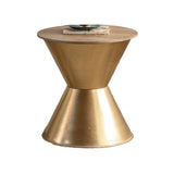 Tavolino in legno in legno rotondo tavolino da cocktail in ferro.