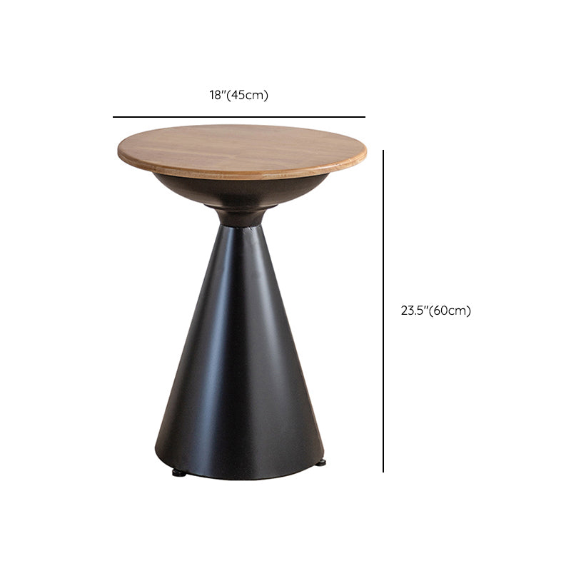 Round Solid Wood Top Coffee Table Iron Pedestal Cocktail Table Clearhalo 'Coffee & Accent Tables' 'Coffee Tables' 'coffee_tables' 'furn' 'furn_coffee_tables' 'Furniture' 'Living Room Furniture' 6175027