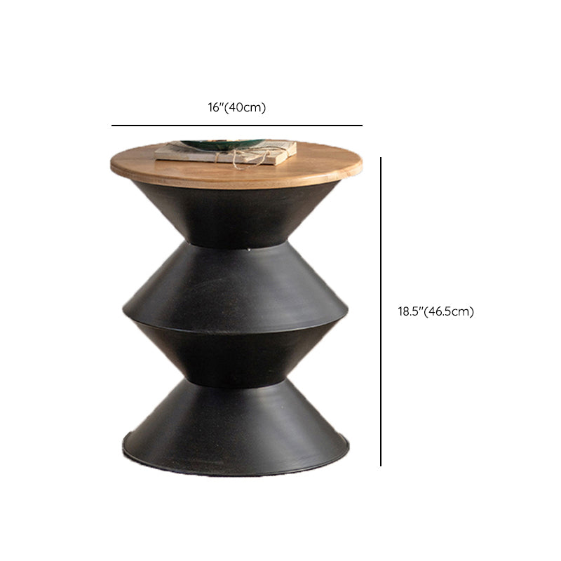 Round Solid Wood Top Coffee Table Iron Pedestal Cocktail Table Clearhalo 'Coffee & Accent Tables' 'Coffee Tables' 'coffee_tables' 'furn' 'furn_coffee_tables' 'Furniture' 'Living Room Furniture' 6175028