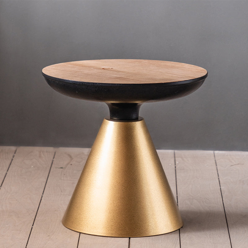 French Country Round Wood Top Coffee Table Iron Pedestal Cocktail Table 20.5"L x 20.5"W x 19"H Gold Clearhalo 'Coffee & Accent Tables' 'Coffee Tables' 'coffee_tables' 'furn' 'furn_coffee_tables' 'Furniture' 'Living Room Furniture' 6175034
