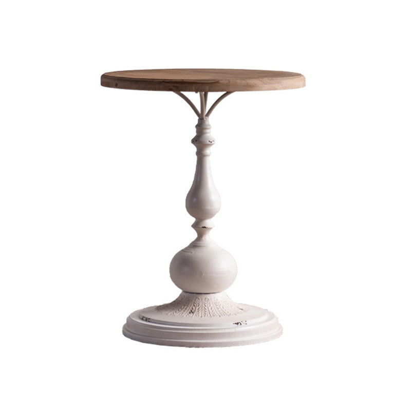 French Country Round Wood Top Coffee Table Iron Pedestal Cocktail Table Clearhalo 'Coffee & Accent Tables' 'Coffee Tables' 'coffee_tables' 'furn' 'furn_coffee_tables' 'Furniture' 'Living Room Furniture' 6175035