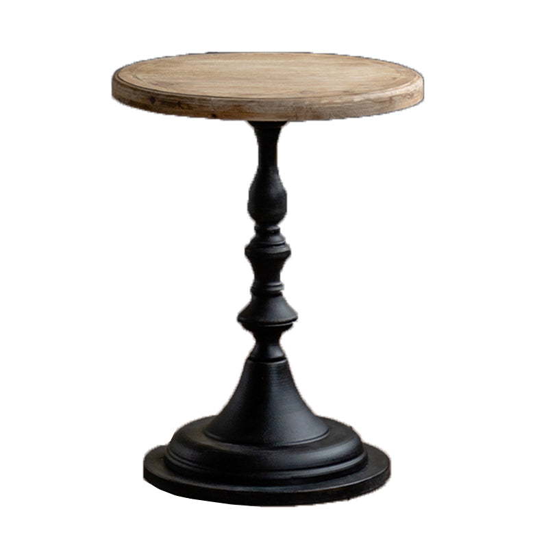 French Country Round Wood Top Coffee Table Iron Pedestal Cocktail Table Clearhalo 'Coffee & Accent Tables' 'Coffee Tables' 'coffee_tables' 'furn' 'furn_coffee_tables' 'Furniture' 'Living Room Furniture' 6175040
