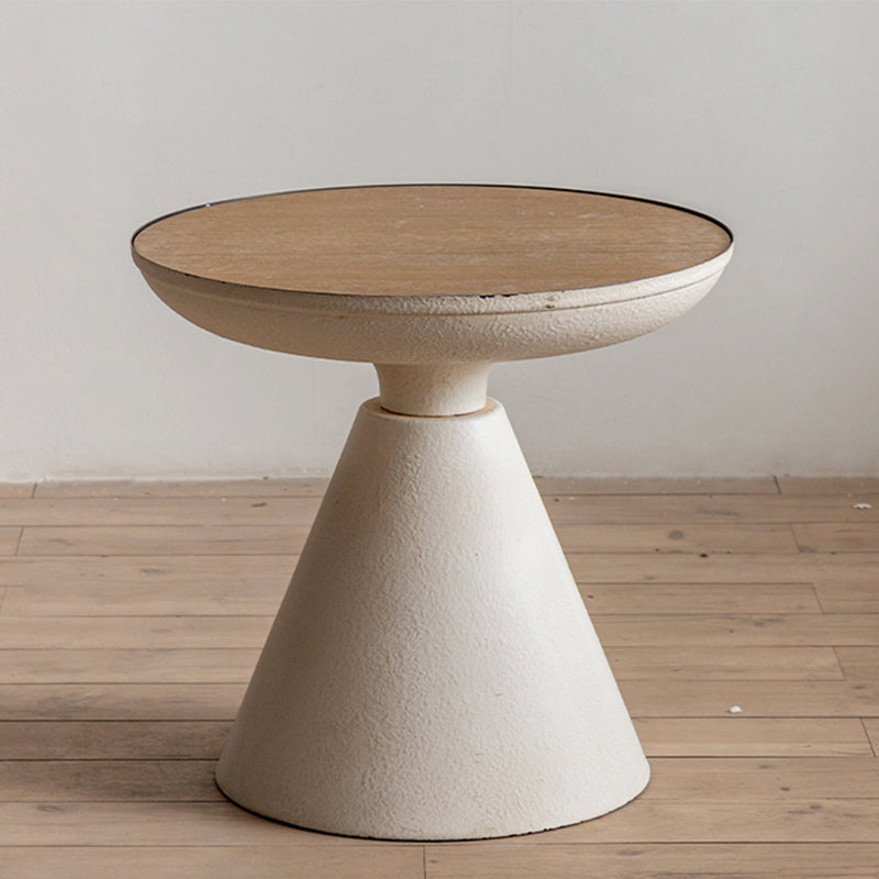 French Country Round Wood Top Coffee Table Iron Pedestal Cocktail Table 20.5"L x 20.5"W x 19"H White Clearhalo 'Coffee & Accent Tables' 'Coffee Tables' 'coffee_tables' 'furn' 'furn_coffee_tables' 'Furniture' 'Living Room Furniture' 6175042