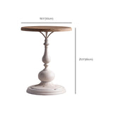 French Country Round Wood Top Coffee Table Iron Pedestal Cocktail Table