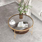 Contemporary 4 Legs Glass Top with Storage Shelf Round Single Coffee Table Clearhalo 'Coffee & Accent Tables' 'Coffee Tables' 'coffee_tables' 'furn' 'furn_coffee_tables' 'Furniture' 'Living Room Furniture' 6175061