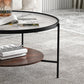 Contemporary 4 Legs Glass Top with Storage Shelf Round Single Coffee Table Clearhalo 'Coffee & Accent Tables' 'Coffee Tables' 'coffee_tables' 'furn' 'furn_coffee_tables' 'Furniture' 'Living Room Furniture' 6175064