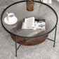 Contemporary 4 Legs Glass Top with Storage Shelf Round Single Coffee Table Clearhalo 'Coffee & Accent Tables' 'Coffee Tables' 'coffee_tables' 'furn' 'furn_coffee_tables' 'Furniture' 'Living Room Furniture' 6175065